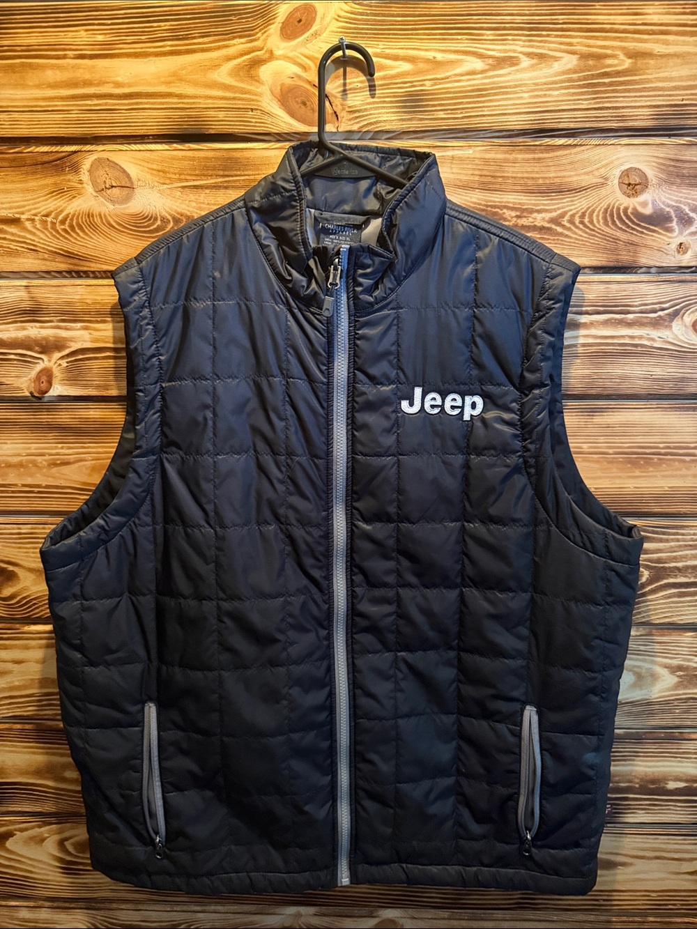 Jeep Black Quilted Insulated Vest with Contrast Zipper